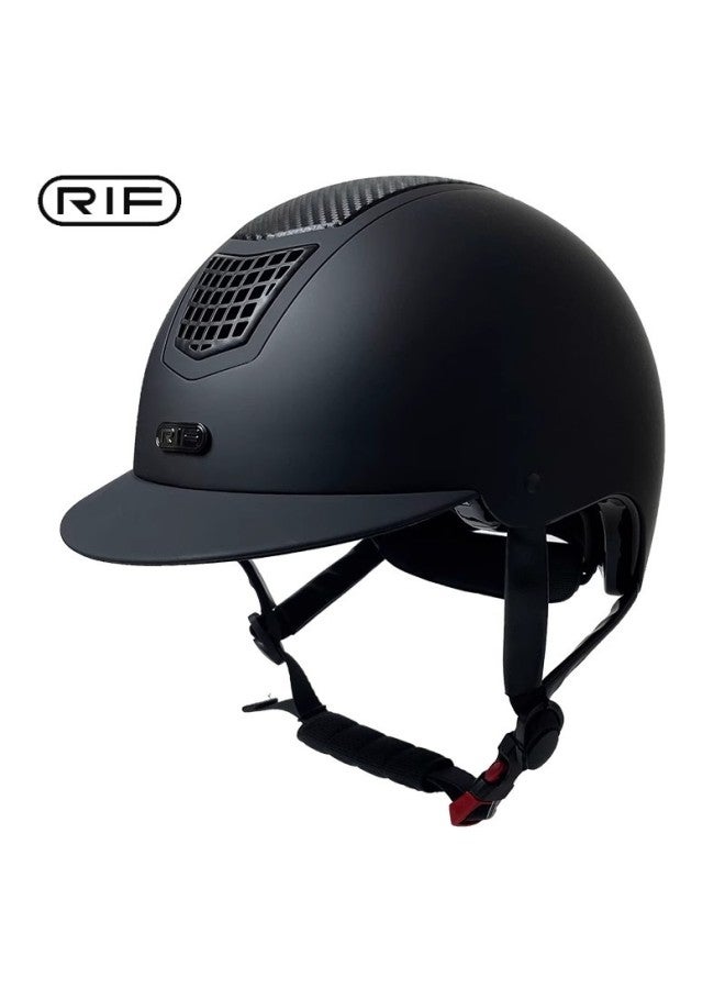 Black Rif Children's Equestrian Helmet Horse Riding Helmet Fashion Casual Equestrian Obstacle Carbon Fiber Helmet Eu Security Certification