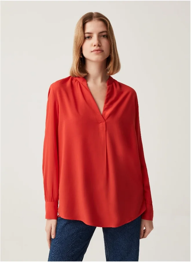 Ovs Sustainable viscose blouse with V neck