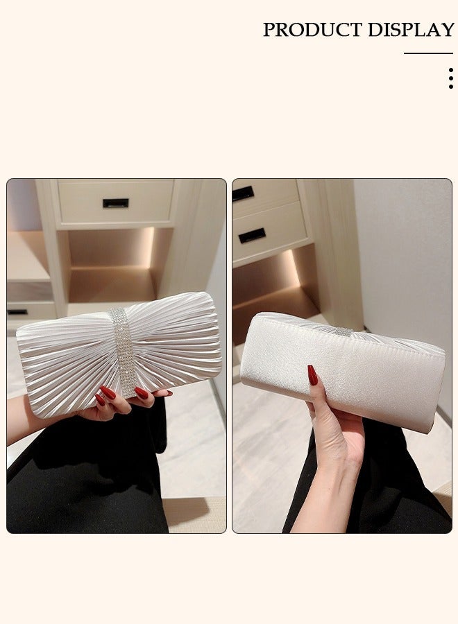 DUNISO Womens Evening Clutch Bag All-matching Pleated Handbag Exquisite Evening Clutch Bag Banquet Wedding Clutch Purse Fashion Pleated Clutch Purse For Women All-match Shoulder Bag Evening Clutch Bag - Image 2
