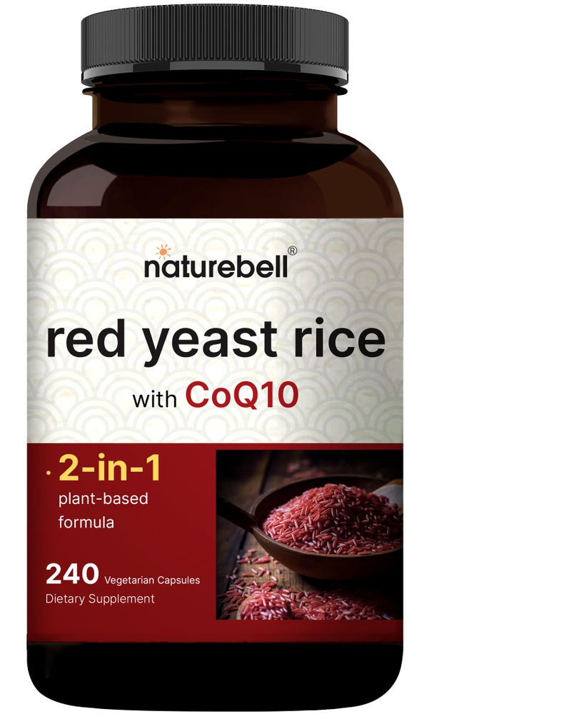 NatureBell Red Yeast Rice with CoQ10, 240 Veggie Capsules | Advanced Heart Health Herbal Supplement â€“ Antioxidant Support for Energy & Heart Health â€“ Non-GMO - Image 1