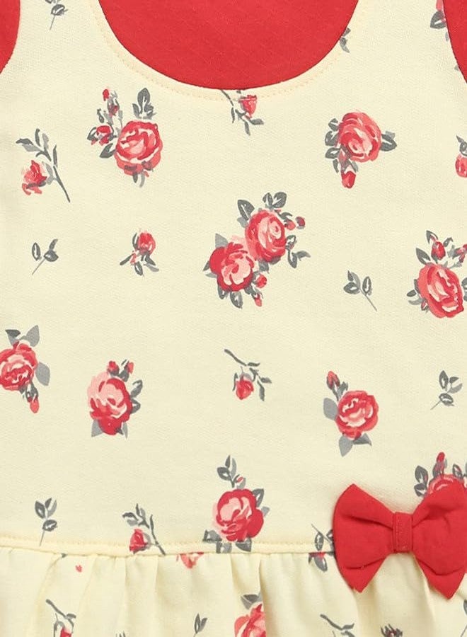 BUMZEE فستان قطني قصير الأكمام يصل إلى الركبة من بامزي للبنات الصغيرات باللونين الأصفر والأحمر - من 3 إلى 6 أشهر (Peb10237B-ylw) - Image 3