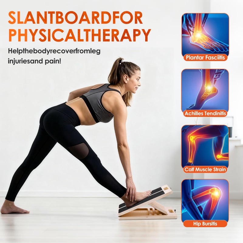 Mogenxoye Thickened Non Slip Calf Stretching Slant Board, Portable Adjustable Incline Board, 320 Lbs Weight Capacity, Calf Stretch Wedge for Leg, Heel, Knee & Ankle Stretching, Warm-Up & Leg & Foot Stretching - Image 3