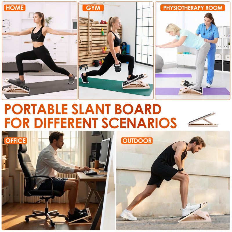 Mogenxoye Thickened Non Slip Calf Stretching Slant Board, Portable Adjustable Incline Board, 320 Lbs Weight Capacity, Calf Stretch Wedge for Leg, Heel, Knee & Ankle Stretching, Warm-Up & Leg & Foot Stretching - Image 4