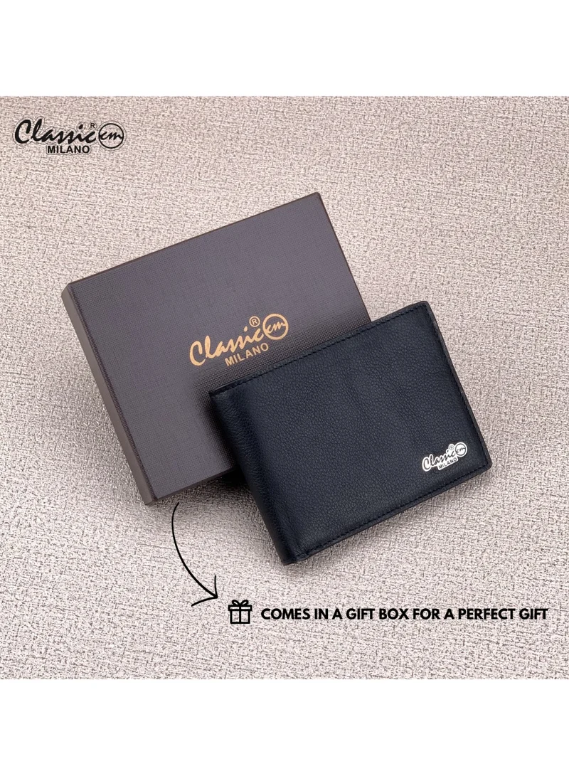 Classic Milano Black (CNH-6) Classic Milano Genuine Leather Wallet for Men – Slim Bifold Men’s Wallet with RFID Blocking, Multiple Card Slots – Stylish Mens Purse Wallets Gift for Husband, Father for Men | Best Price UAE