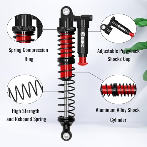 OGUNKE OGRC 100mm Aluminum Adjustable Piggyback Shock Absorber RC Damper for Axial SCX10 TRX4 TRX6 D90 1/10 RC Crawler Upgrade Parts (Red) - Image 5