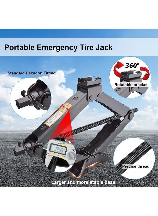 Upgraded Scissor Lift Jack Kit for Cars, SUVs, RVs, and MPVs – Complete 2 Ton (4409 lbs) Tire Changing Set with Smart Ratchet Design, Ratchet Wrench, Lug Wrenches, Gloves, Tire Pressure Gauge, and Storage Bag – Perfect for Emergency Tire Repairs - Image 3