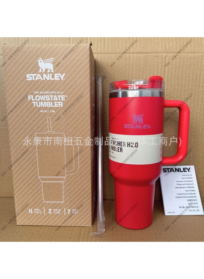 Stanley 40oz Insulated Straw Tumbler Cup, 304 Stainless Steel Portable Sippy Cup, Love Red