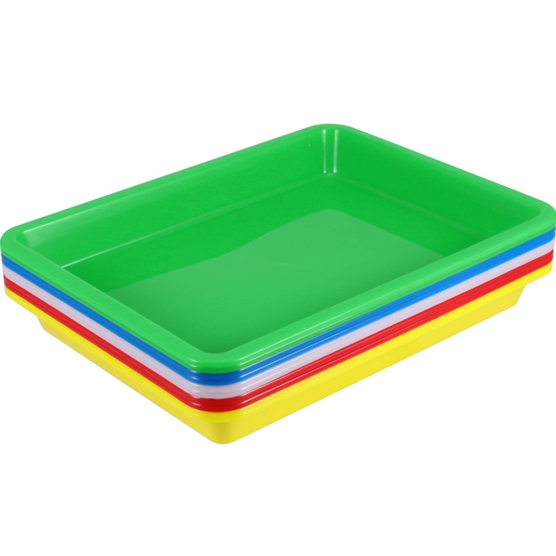 JOIKIT 10 Pack 108 x 83 Inch Multicolor Plastic Art Trays Art and Crafts Organizer Tray Activity Organizer Serving Tray for Beads Painting Blocks DIY Project