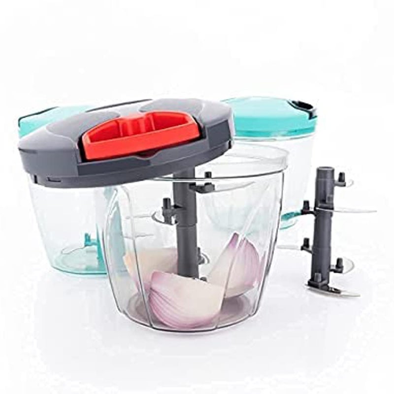 Avenn Multipurpose Use 1000 ML Compact Chopper with 5 Blades Chopping Big Size Kitchen Dori Handy Vegetable and Fruit Manual Onion Dry Fruit Salad Maker Vegetable Quick Chopper Multicolor - Image 4