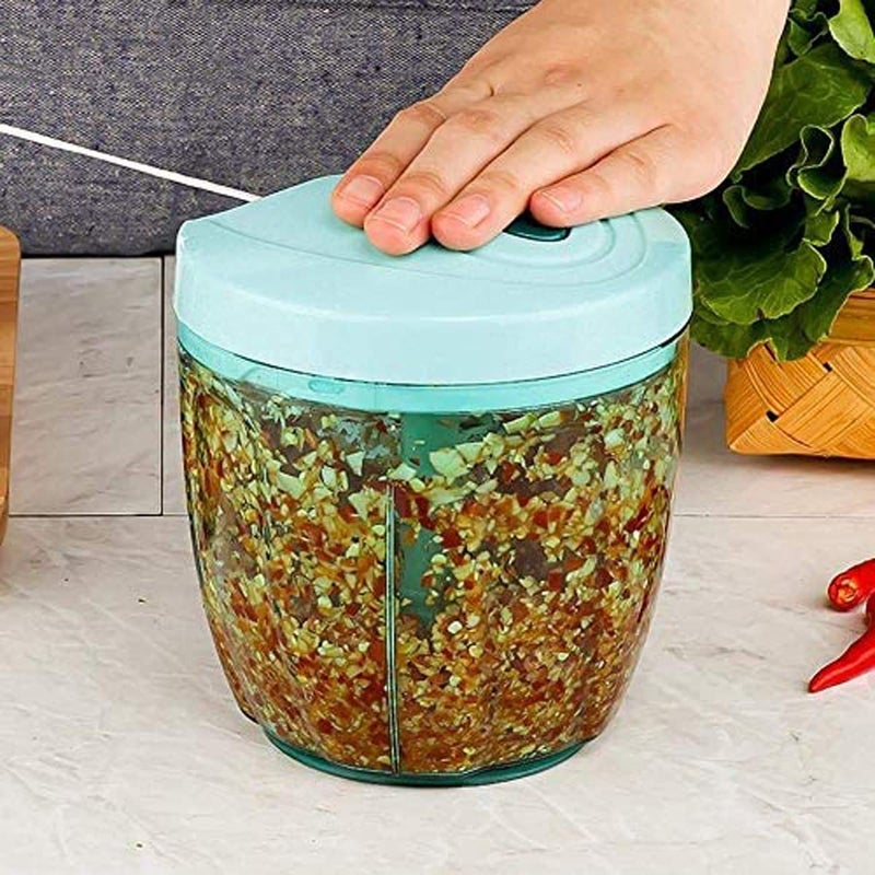Avenn Multipurpose Use 1000 ML Compact Chopper with 5 Blades Chopping Big Size Kitchen Dori Handy Vegetable and Fruit Manual Onion Dry Fruit Salad Maker Vegetable Quick Chopper Multicolor - Image 2