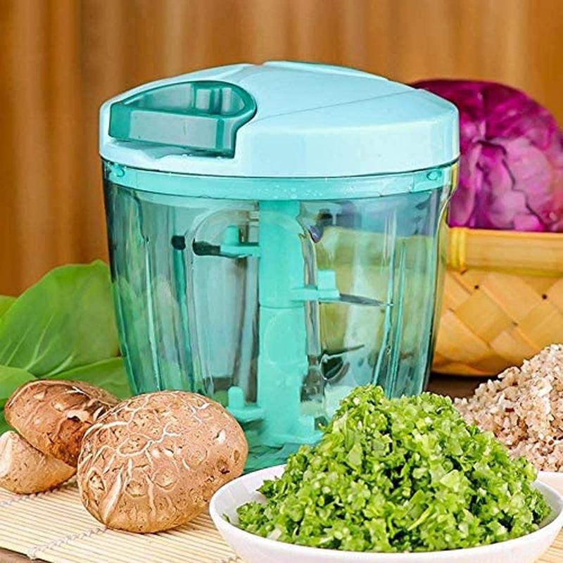 Avenn Multipurpose Use 1000 ML Compact Chopper with 5 Blades Chopping Big Size Kitchen Dori Handy Vegetable and Fruit Manual Onion Dry Fruit Salad Maker Vegetable Quick Chopper Multicolor - Image 3
