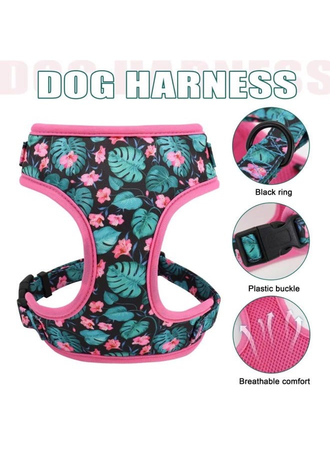 BEIRUI Cute Girl Dog Collars, Harnesses & Leashes Set - Adjustable Dog Collar and Leash Set with Flower - Soft Mesh Dog Vest Harness for Puppies Small Medium Dogs (Green,M) - Image 3