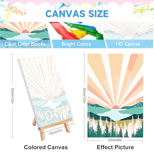 JULOUYN 4 Pack National Park Paint by Numbers Kit for Adults with Framed Sunset Sunrise Mountain Easy Paint by Number Kits On Canvas with Wooden Easel Painting by Numbers for Beginner Gift 8x12 in - Image 3