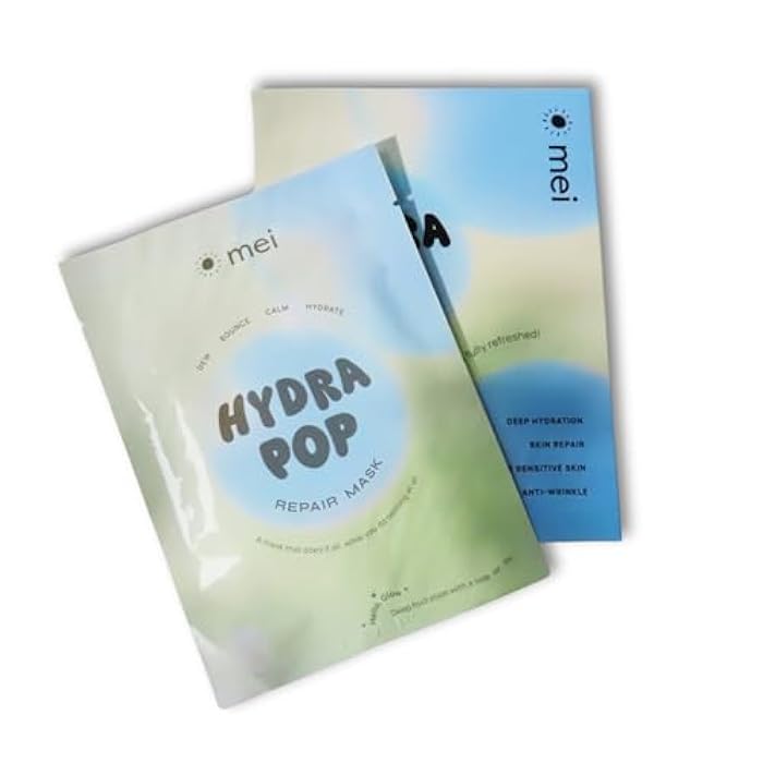 Mei Apothecary Hydra Pop Face Mask, 4 Pack Hydrating Korean-Style Skin Care Sheet Masks with Hyaluronic Acid & Collagen for Plump, Firm, Bouncy Skin Appearance - Image 1