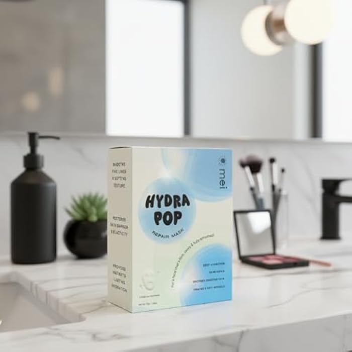 Mei Apothecary Hydra Pop Face Mask, 4 Pack Hydrating Korean-Style Skin Care Sheet Masks with Hyaluronic Acid & Collagen for Plump, Firm, Bouncy Skin Appearance - Image 3