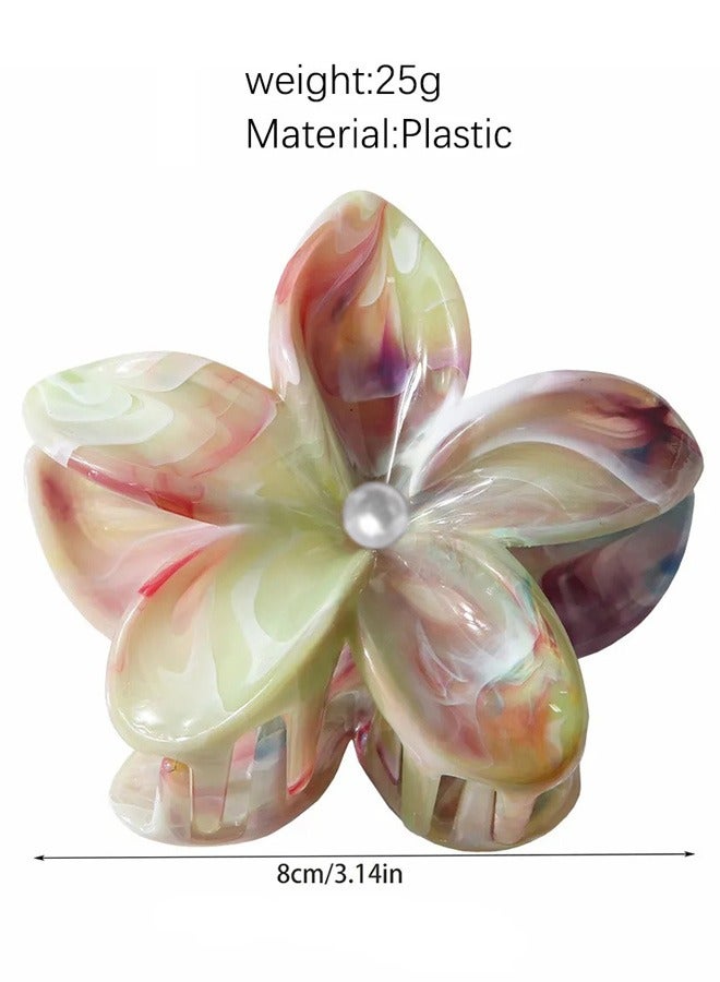 Lelet 4PCS Large Flower Hair Claw Clips for Women – 3.4 inch Strong Hold Claw Hair Clip with Beaded Center, Stylish Hair Accessories for Thick & Thin Hair (4 Colors) - Image 2