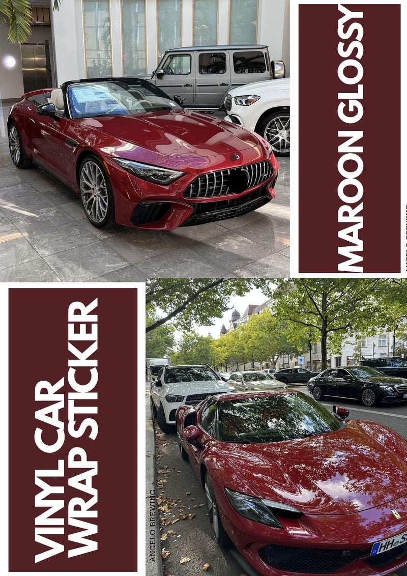 HOME13™ Vinyl Wrap Sheet for Car & Bike Self Adheisve Vinyl Wrap Sticker & Decal Roll Film Air Release Bubble Free (Maroon Gloss Wrap, 24x100 Inches) - Image 5