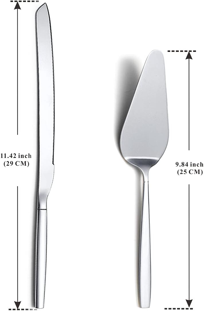 Berglander مجموعة سكاكين وكؤوس كعكة الزفاف من بيرجلاندر، مجموعة قطع كعكة من الفولاذ المقاوم للصدأ لحفلات الزفاف تتضمن قاطع كعكة وخادم كعكة مثالي لحفلات الزفاف وأعياد الميلاد والفعاليات - Image 2