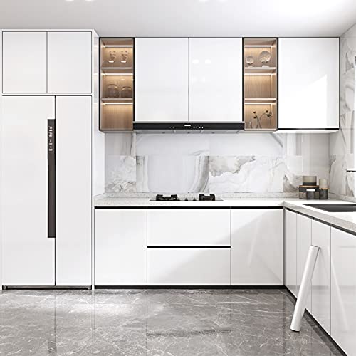 TANONE Glossy White Contact Paper for Countertops, 17.7" X 196" White Peel and Stick Wallpaper for Cabinets, Self Adhesive Removable Waterproof Vinyl Wrap for Desktop Dresser Table - Image 4