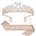 Semato 21st Birthday Decorations for Her Sash and Crown Tiara Kit Rose Gold 21st Birthday Gifts for Girls Party Supplies - Image 3