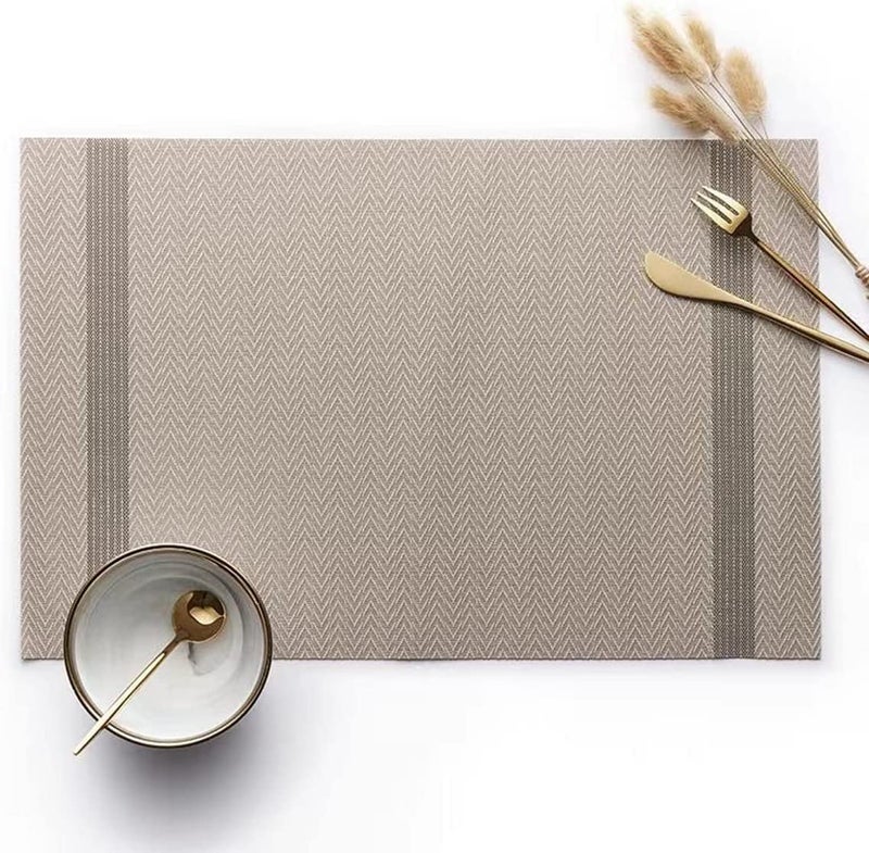 Mockery Vinyl Placemats Set of 4 Rectangle 1218 Washable Vintage Woven Placemats NonSlip Insulation Placemat Washable Table Mats for Dining Kitchen Restaurant Table - Image 4