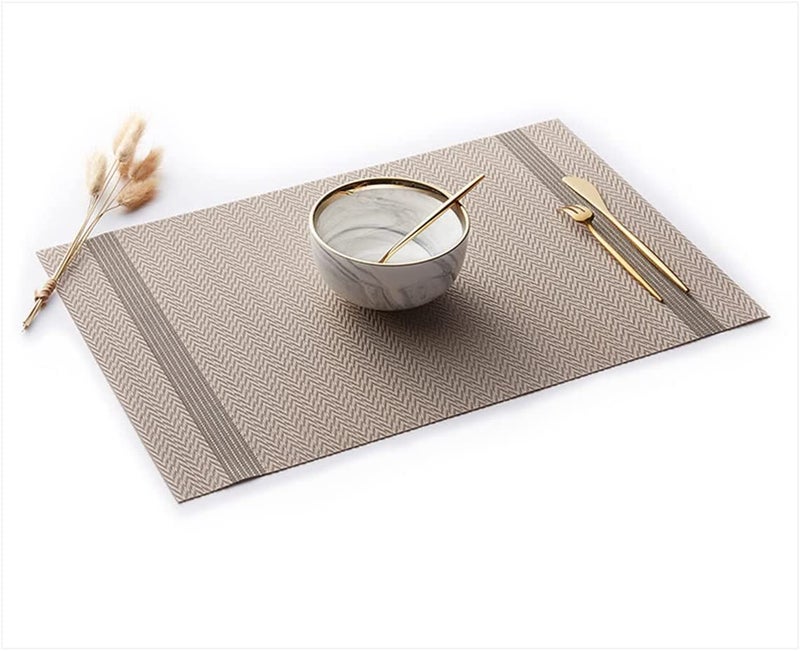 Mockery Vinyl Placemats Set of 4 Rectangle 1218 Washable Vintage Woven Placemats NonSlip Insulation Placemat Washable Table Mats for Dining Kitchen Restaurant Table - Image 5