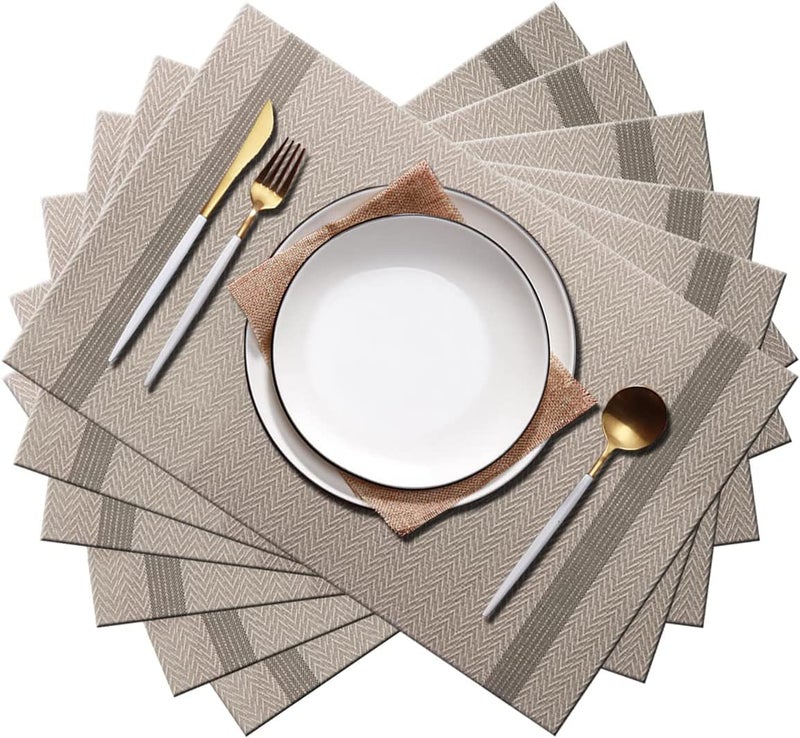 Mockery Vinyl Placemats Set of 4 Rectangle 1218 Washable Vintage Woven Placemats NonSlip Insulation Placemat Washable Table Mats for Dining Kitchen Restaurant Table - Image 1
