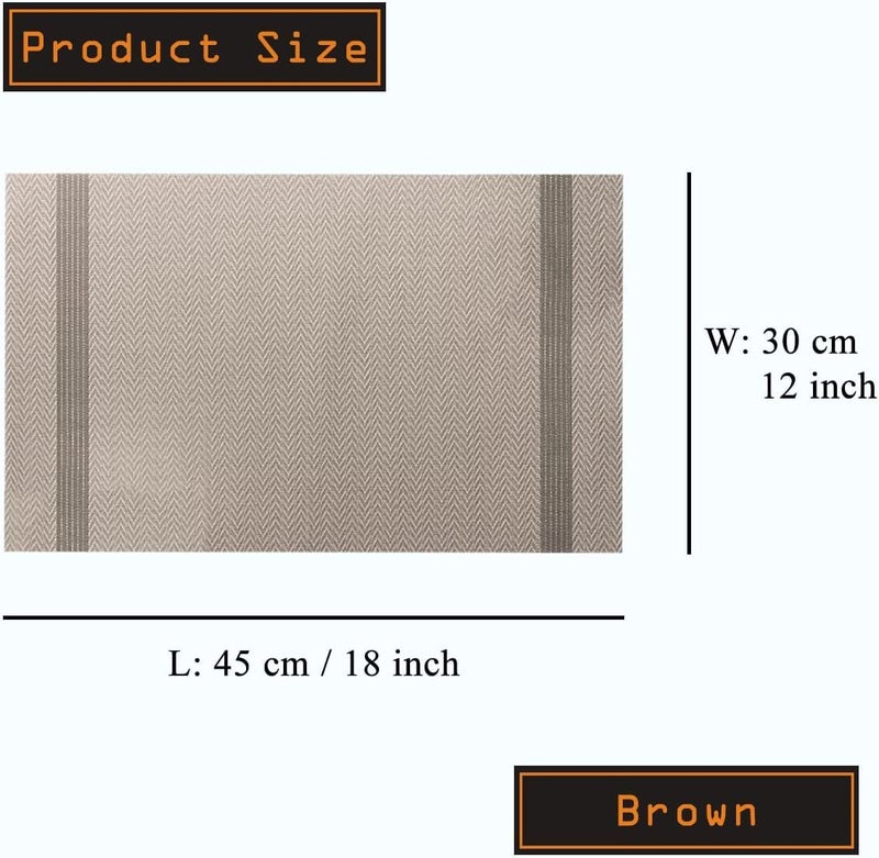 Mockery Vinyl Placemats Set of 4 Rectangle 1218 Washable Vintage Woven Placemats NonSlip Insulation Placemat Washable Table Mats for Dining Kitchen Restaurant Table - Image 2