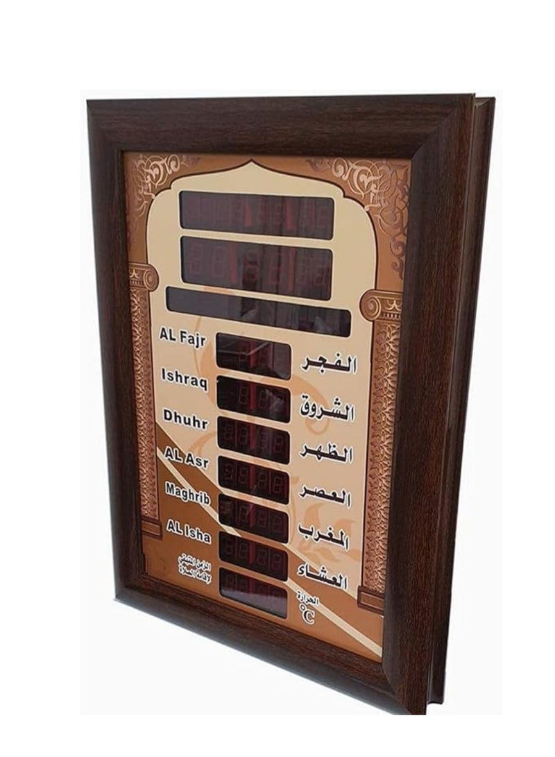 LED Digital Azan Wall Clock Brown 70 centimeter - Image 2