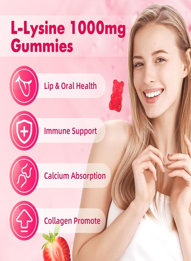 Mchokuu L-Lysine 1000mg Gummies, Chewable Lysine Supplement for Adults & Kids Immune Support, Essential Amino Acid, Vegetarian, Non-GMO, Sugar-Free, Gluten Free, Strawberry Flavor, 60 Counts - Image 3