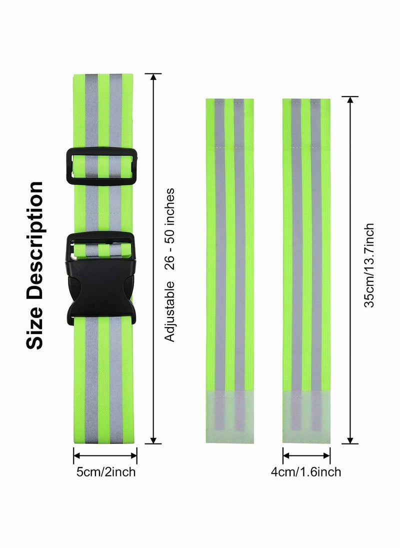 SYOSI 6 Pieces High Visibility Reflective Belt Army PT Belt Reflective Running Gear for Men and Women for Night Running Cycling Walking Military Safety Reflector Strips Green  - Image 3