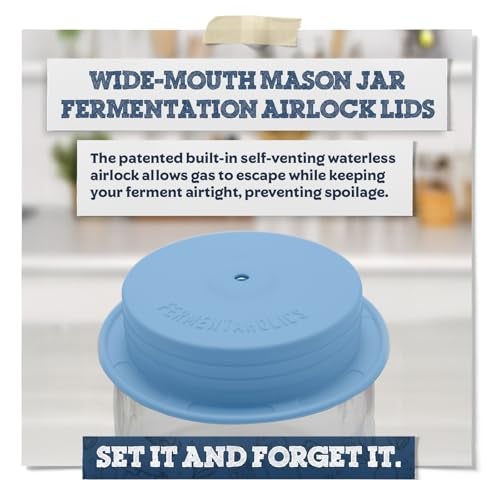 Fermentaholics Silicone Fermentation Stretch Lids - Waterless One Way Airlock Cap Fits All Wide Mouth Mason Jars - PATENTED Design - 4 Pack - With One Lid Turn Any Mason Jar into a Vegetable Fermenter - Image 2