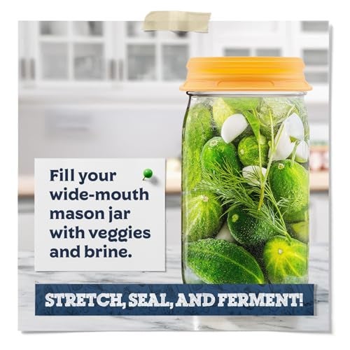 Fermentaholics Silicone Fermentation Stretch Lids - Waterless One Way Airlock Cap Fits All Wide Mouth Mason Jars - PATENTED Design - 4 Pack - With One Lid Turn Any Mason Jar into a Vegetable Fermenter - Image 4