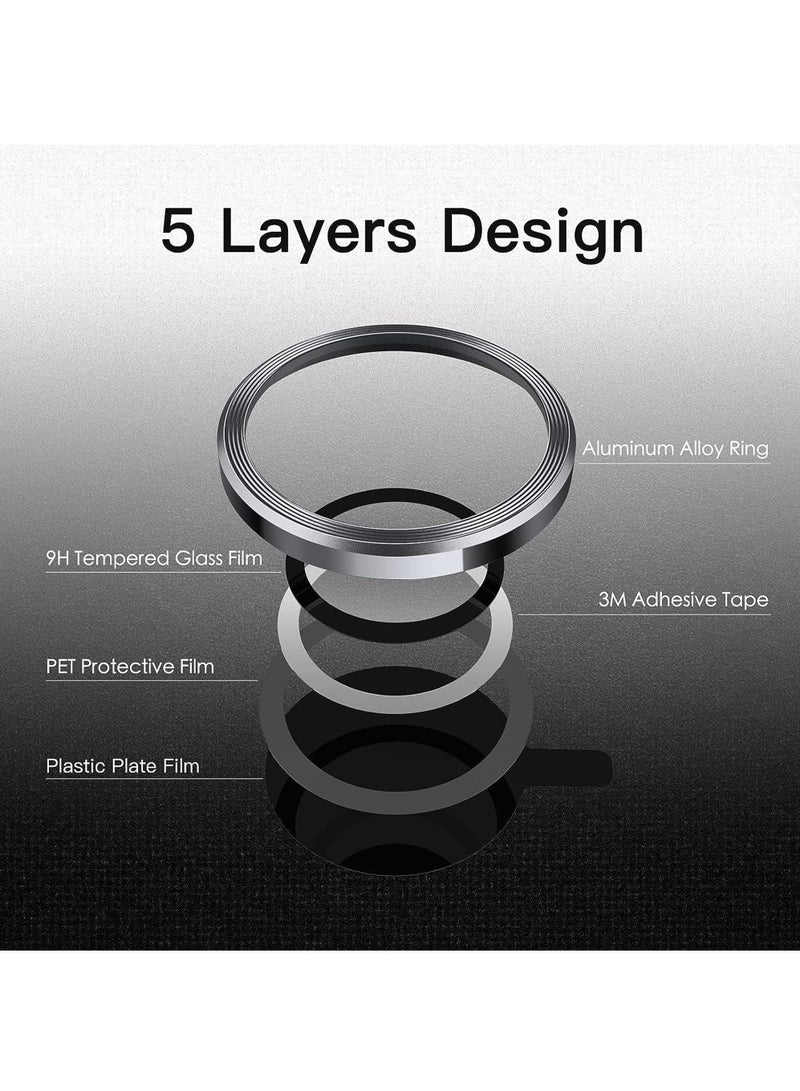 Captaintech iPhone 15 Pro/Pro Max Camera Lens Protector - 9H Tempered Glass with Metal Ring Cover (6.1"/6.7") | HD Clear, Anti-Scratch, Shatterproof Shield - Image 3