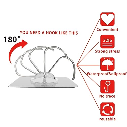 Latoxcaa Heavy Duty Adhesive Wall Hooks - Strong & Transparent, Hold up to 22lb, Waterproof & Reusable, Ideal for Kitchen, Bathroom, and Office (10 Pack) - Image 4