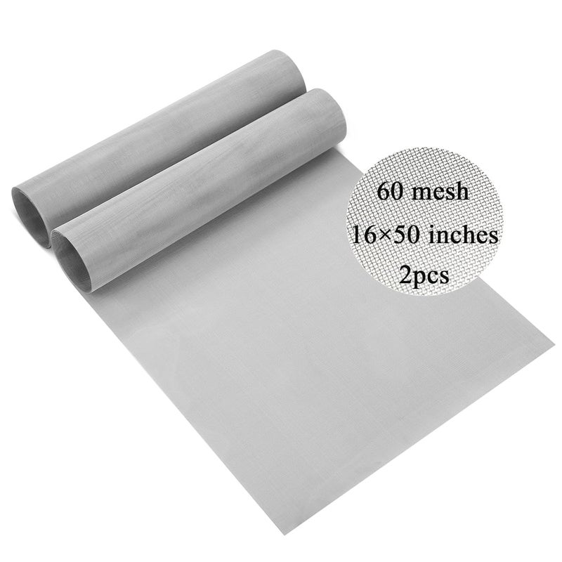 Jaliwala Jaliwala 2Pcs 60 Mesh Stainless Steel Mesh1650 inches 406127cm Woven Wire Mesh Not Easy to Rust Mesh Roll Steel Screen for DIY Project Floor Hole Garden Vent Cover - Image 1