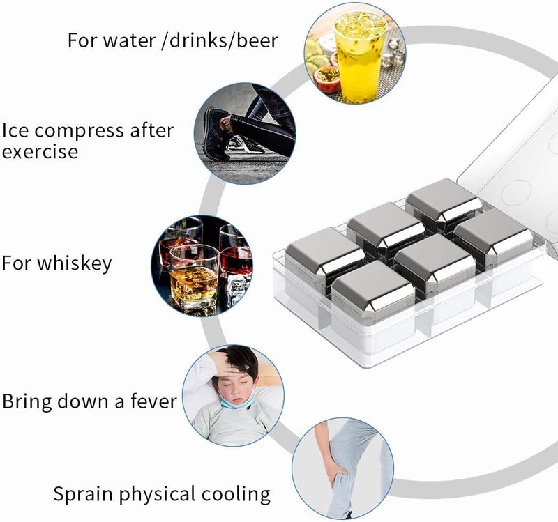 Gladnes Gladness Premium 304 Stainless Steel 8 Ice Cubes Reusable Metal Stones for Chilling Drinks NonDiluting Ice Cubes with Tongs Storage Case Perfect for Whiskey Cocktails Wine More - Image 4