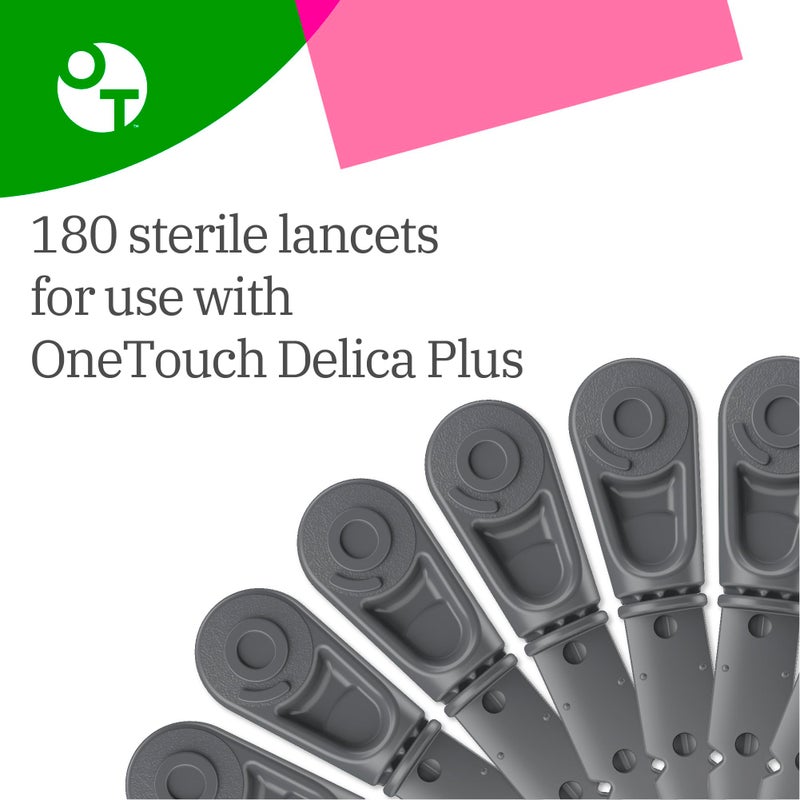 OneTouch Delica Plus Lancets for Diabetes Testing - Fine 30-Gauge Lancets for Blood Test - Diabetic Supplies for Blood Sugar Monitor - for Lancing Device, 180 Count - Image 2