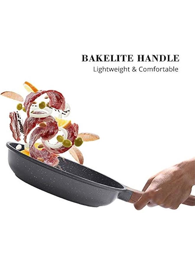 Nonstick Frying Pan Skillet, Swiss Granite Coating Omelette Pan, Healthy Stone Cookware Chef's Pan, PFOA Free (8/9.5/10/11/12.5 Inch) (10 Inch) - Image 5