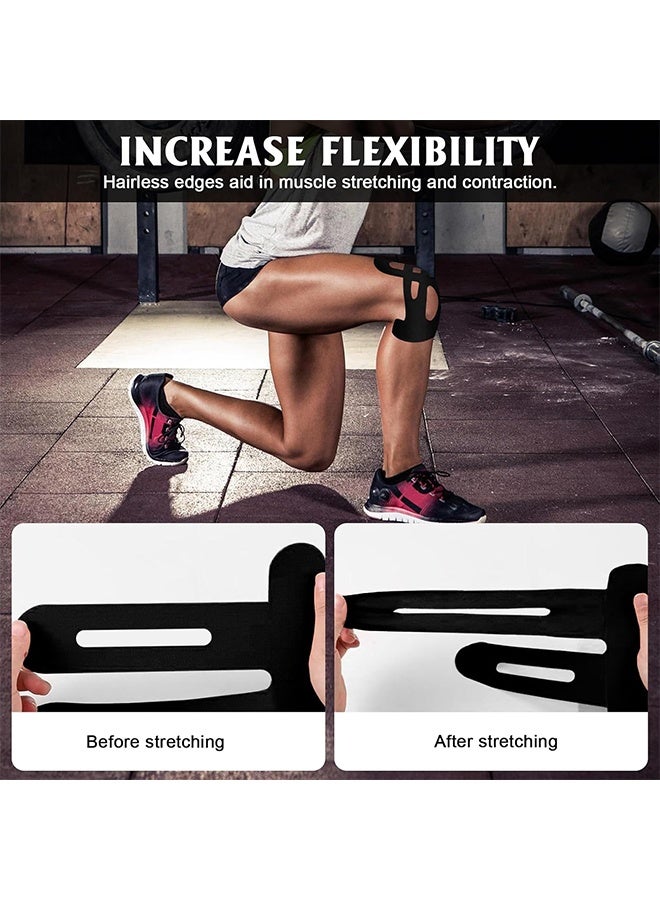 4 Pcs Precut Kinesiology Tape for Knees Knee Support & Stability Knee Pain Relief Athletic Tape Waterproof & Elastic Breathable Hypoallergenic Latex-Free Tape - Image 5