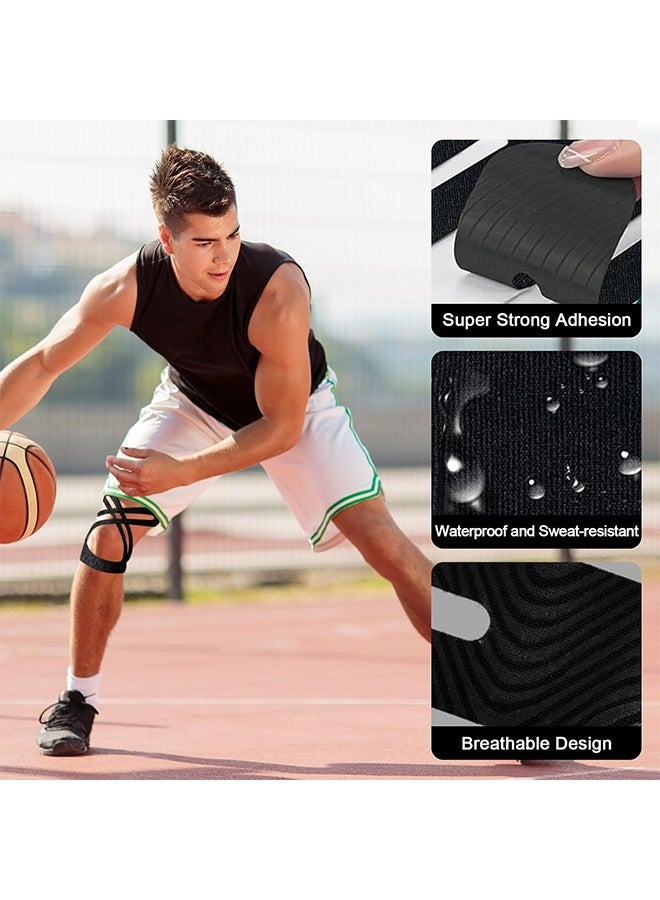 4 Pcs Precut Kinesiology Tape for Knees Knee Support & Stability Knee Pain Relief Athletic Tape Waterproof & Elastic Breathable Hypoallergenic Latex-Free Tape - Image 3