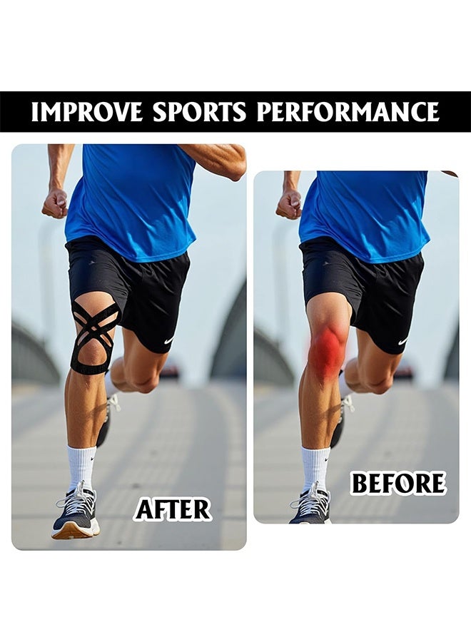 4 Pcs Precut Kinesiology Tape for Knees Knee Support & Stability Knee Pain Relief Athletic Tape Waterproof & Elastic Breathable Hypoallergenic Latex-Free Tape - Image 4