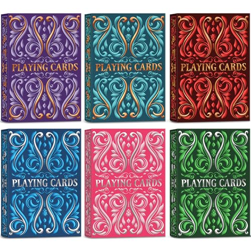 Wkchxd Playing Cards 6 Pack Decks of Cards Poker Size Standard Index Deck in 6 Unique Colors Playing Cards Bulk for Family Game Night Blackjack Pinochle Canasta Party Supplies Travel Card Games - Image 1