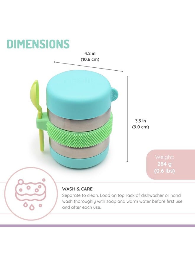 melii وعاء طعام للأطفال، ترمس فidget مع غلاف سيليكون، خالي من BPA، محكم التسرب ومعزول، يحافظ على الطعام دافئًا لمدة 5 ساعات، 10.1 أونصة، 300 مل - Image 2