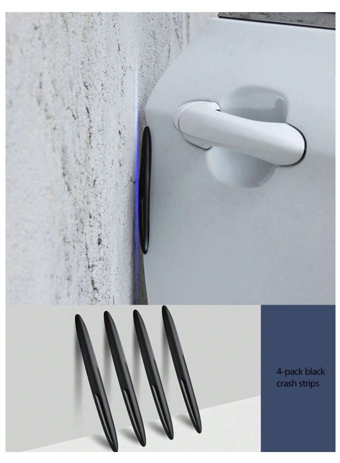 Lineo Silicone car Side Protector Sticks, Strong Self-Adhesive, 4 pieces, 15*1 cm, Black - Image 1