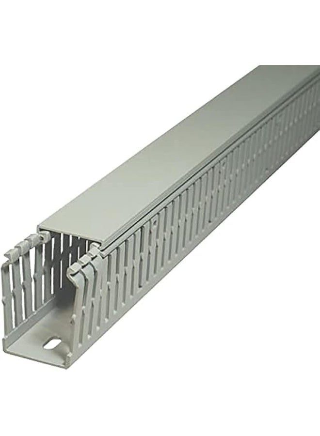 KLEMSAN Slotted wiring duct Grey KKC Narrow Slotted 6-4 mm Open Slot Wiring Raceway Duct with Cover Cable Management System Under Desk/TV/Computer/Power Cords 25 x 40 size  - Image 1