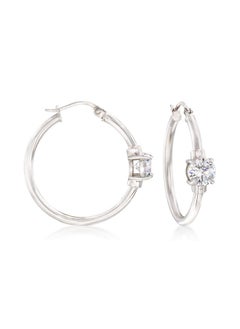 ROSS-SIMONS 1.60 Ct. T.W. Cz Station Hoop Earrings In Sterling Silver  - Image 1