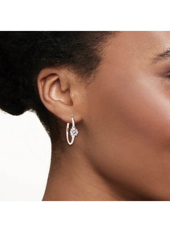 ROSS-SIMONS 1.60 Ct. T.W. Cz Station Hoop Earrings In Sterling Silver - Image 2