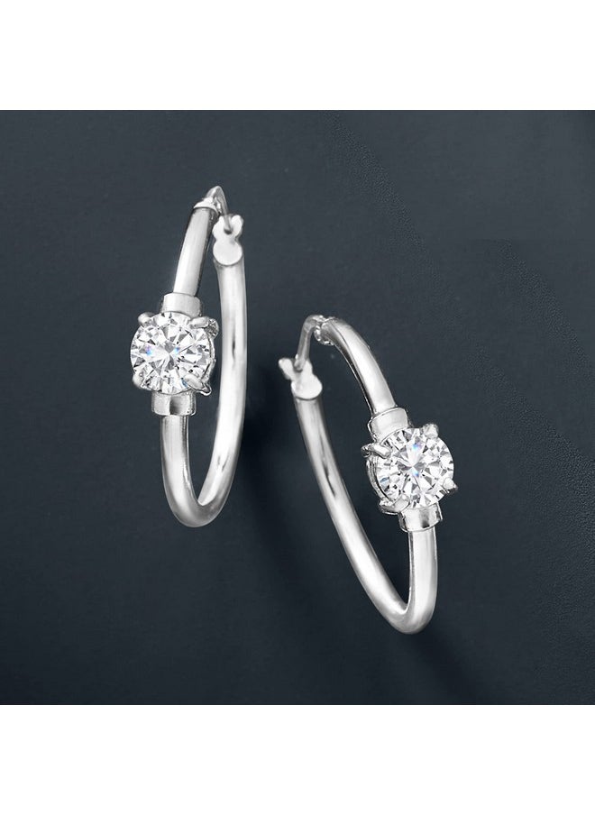 1.60 Ct. T.W. Cz Station Hoop Earrings In Sterling Silver - pzsku/ZA47E93D4FB8B790F5FD9Z/45/_/1714988422/ca623002-a425-42f5-bb5a-7d2abe6670e9