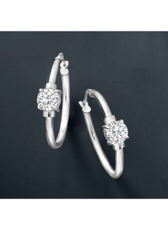 ROSS-SIMONS 1.60 Ct. T.W. Cz Station Hoop Earrings In Sterling Silver  - Image 4